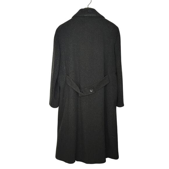 Vintage Forecaster Wool Cashmere Charcoal Gray Long Trench Coat USA Made Size 16 - Picture 5 of 11